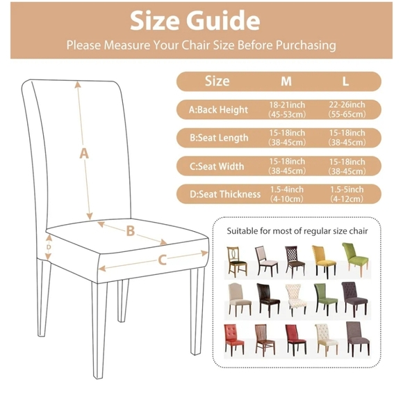 BESBESME Dining Chair CoversWashable Stretch Parson Slipcovers Kitchen removable - Picture 6 of 7